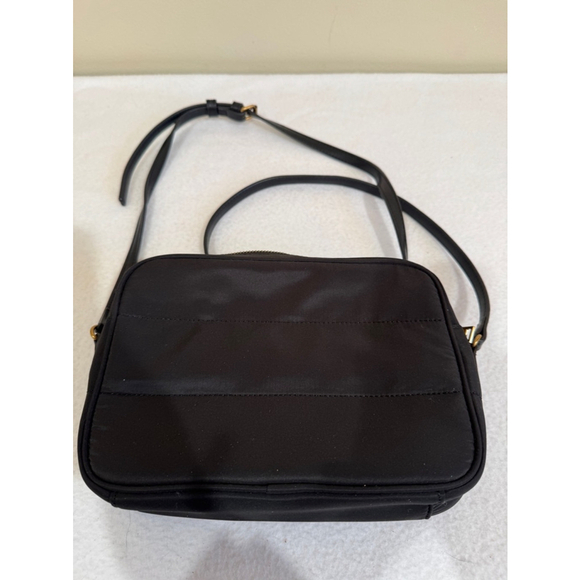 Banana Republic Black quilted fabric Crossbody Bag vegan leather adjust strap - Picture 1 of 12